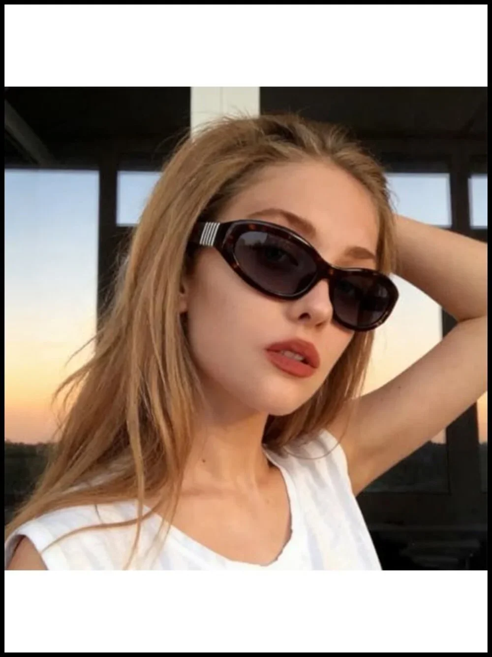 Y2K Wrap Around Sunglasses Cat Eye Oval Frame UV400